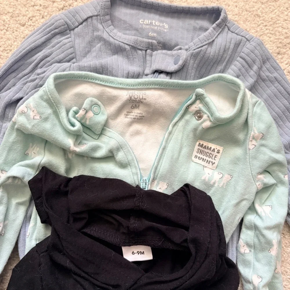 Carter's & Koala Baby Onesies Bodysuits Sleep Play Lot 6 Piece Baby Boy 6 month